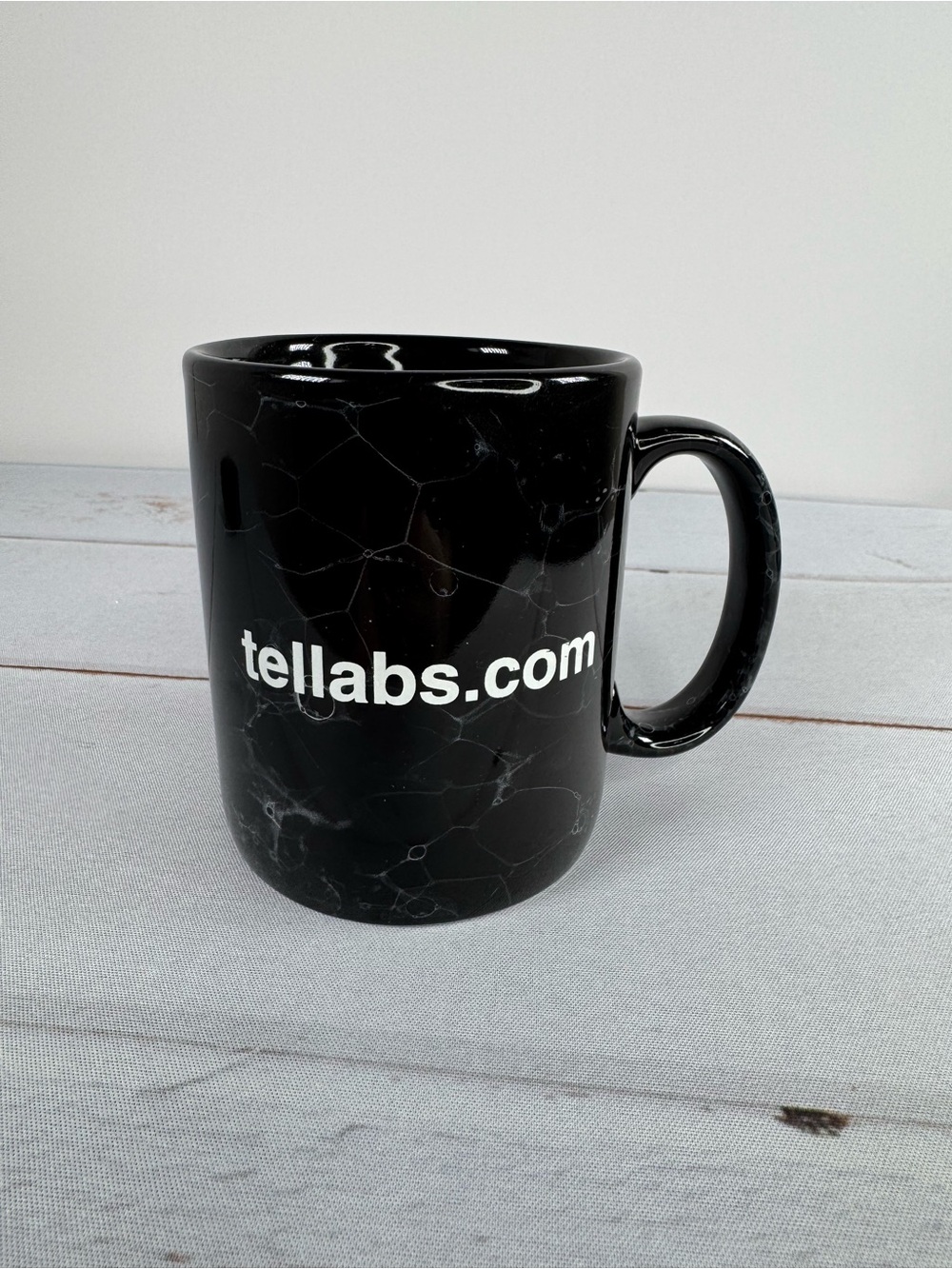 Vintage Tellabs.com Black Marble Ceramic Coffee Mug Corporate Logo